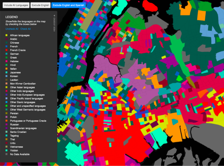 Map of languages spoken in Queens